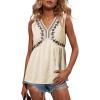 image:imageDokotoo Summer Tank Tops for Women Casual V Neck Sleeveless Floral Print Shirts Loose Color Block Tunic BlouseApricot