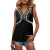 image:imageDokotoo Summer Tank Tops for Women Casual V Neck Sleeveless Floral Print Shirts Loose Color Block Tunic BlouseBlack