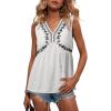 image:imageDokotoo Summer Tank Tops for Women Casual V Neck Sleeveless Floral Print Shirts Loose Color Block Tunic BlouseWhite