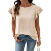 image:imageDokotoo Summer Tops for Women 2026 Casual Round Neck Ruffle Cap Sleeve Blouse Shirts Solid Color Tunic TopsApricot