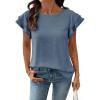 image:imageDokotoo Summer Tops for Women 2026 Casual Round Neck Ruffle Cap Sleeve Blouse Shirts Solid Color Tunic TopsAshleigh Blue