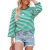 image:imageDokotoo Sweatshirt for Women Long Sleeve Striped Oversized Sweatshirts Casual Crewneck Pullover Top 2026 Summer OutfitsGreen Stripe