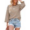 image:imageDokotoo Sweatshirt for Women Long Sleeve Striped Oversized Sweatshirts Casual Crewneck Pullover Top 2026 Summer OutfitsKhaki Stripe