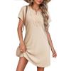 image:imageDokotoo Swimsuit Coverup for Women Waffle Knit Embroidered V Neck Bathing Suit Beach Dress Summer Swimwear CoverupsA Apricot