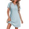 image:imageDokotoo Swimsuit Coverup for Women Waffle Knit Embroidered V Neck Bathing Suit Beach Dress Summer Swimwear CoverupsA Baby Blue