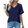 image:imageDokotoo V Neck T Shirts for Women Spring Summer Tops Dressy Casual Blouses Basic TeesNavy Blue