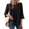 image:imageDokotoo Womens 2025 Fall Fashion Tops 34 Sleeve Crewneck Shirts Casual Chiffon Boho Lace BlousesBlack
