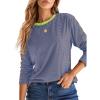 image:imageDokotoo Womens 2026 Spring Summer Casual Long Sleeve Tops Lightweight Crew Neck Knit Basic Striped T ShirtsGreen Red Stripe
