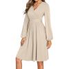 image:imageDokotoo Womens 2026 Spring Summer Wrap VNeck Long Sleeve Empire Waist Dress Elegant Mini Dresses with PocketsApricot