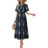 image:imageDokotoo Womens 2026 Summer Spring Boho Midi Maxi Dresses Casual Short Sleeve A Line Flowy Beach Vacation DressNavy Blue
