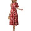 image:imageDokotoo Womens 2026 Summer Spring Boho Midi Maxi Dresses Casual Short Sleeve A Line Flowy Beach Vacation DressRed