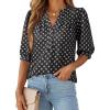 image:imageDokotoo Womens 34 Length Sleeve Womens Tops Dressy Casual Blouses V Neck ShirtsBlack