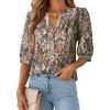 image:imageDokotoo Womens 34 Length Sleeve Womens Tops Dressy Casual Blouses V Neck ShirtsBrown