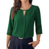 image:imageDokotoo Womens 34 Sleeve Tops Dressy Blouses Crewneck Business Casual Office Shirts ClothesDark Green