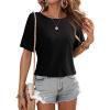 image:imageDokotoo Womens Casual Crewneck Short Sleeve Hollow Out Lace Shirts Summer Eyelet Tunic Tops BlousesBlack