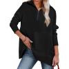 image:imageDokotoo Womens Casual Oversized Half Zip Sweatshirts Long Sleeve Solid Color Pullover Jackets with PocketsBblack