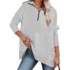 image:imageDokotoo Womens Casual Oversized Half Zip Sweatshirts Long Sleeve Solid Color Pullover Jackets with PocketsBlight Grey