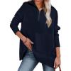 image:imageDokotoo Womens Casual Oversized Half Zip Sweatshirts Long Sleeve Solid Color Pullover Jackets with PocketsBnavy Blue