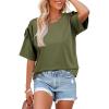 image:imageDokotoo Womens Casual Summer Tops Crew Neck Short Sleeve Drawstring T Shirts Basic Tee Tunic BlousesGreen