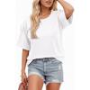 image:imageDokotoo Womens Casual Summer Tops Crew Neck Short Sleeve Drawstring T Shirts Basic Tee Tunic BlousesWhite
