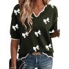 image:imageDokotoo Womens Casual V Neck Short Sleeve Sweater Ribbed Knit Lightweight Sweaters Tops Fashion Clothing OutfitsVineyard Green