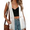 image:imageDokotoo Womens Fringe Vest Cowgirl Western Outfits 70s Hippie Costume Sleeveless Hollow Out Faux Suede Tassel OuterwearWhite