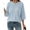 image:imageDokotoo Womens Half Sleeve Casual Oversized Trendy Sweaters Crewneck Cropped Sweater Knit TopsBeau Blue