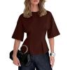 image:imageDokotoo Womens Peplum Tops Summer Babydoll Short Sleeve T Shirts Casual Dressy Going Out Fashion Trendy Y2K ClothesCoffee