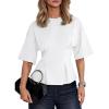 image:imageDokotoo Womens Peplum Tops Summer Babydoll Short Sleeve T Shirts Casual Dressy Going Out Fashion Trendy Y2K ClothesWhite