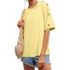 image:imageDokotoo Womens Short Sleeve Tops Crew Neck Button Casual Summer Oversized T Shirts BlousesYellow Cream