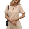 image:imageDokotoo Womens Short Sleeve Tops Dressy Casual V Neck Business Work Blouses Office ShirtsBeige