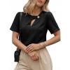 image:imageDokotoo Womens Short Sleeve Tops Dressy Casual V Neck Business Work Blouses Office ShirtsBlack