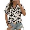 image:imageDokotoo Womens Spring Summer Casual V Neck Tops Loose Fit Short Sleeve Floral T ShirtsBlack