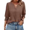 image:imageDokotoo Womens Summer 2026 Hollow Out Blouses 34 Length Sleeve Business Tops Dressy Casual V Neck Cute TShirtsChestnut