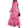 image:imageDokotoo Womens Summer Floral Print High Waist Mesh Maxi Dresses Flowy Slit Elegant Casual Boho DressPink