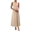 image:imageDokotoo Womens Summer Sleeveless Maxi Dress 2026 Casual Crewneck Twist Knot Stretch a Line Cocktail Dress with PocketParchment