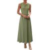 image:imageDokotoo Womens Summer Sleeveless Maxi Dress 2026 Casual Crewneck Twist Knot Stretch a Line Cocktail Dress with PocketVineyard Green