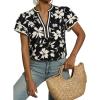 image:imageDokotoo Womens Summer Tops 2026 Boho Floral Ruffle Short Sleeve V Neck Dressy Casual Loose Blouses ShirtsFloral Black