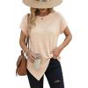 image:imageDokotoo Womens Summer Tops 2026 Crewneck Waffle Knit Cap Sleeve Shirts Casual Loose Twist Knot Tunic BlousesApricot