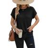 image:imageDokotoo Womens Summer Tops 2026 Crewneck Waffle Knit Cap Sleeve Shirts Casual Loose Twist Knot Tunic BlousesBlack