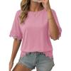 image:imageDokotoo Womens Summer Tops 2026 Oversized Short Sleeve Shirts Casual Loose Lace Patchwork Tshirt Fashion OutfitsPink