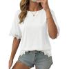 image:imageDokotoo Womens Summer Tops 2026 Oversized Short Sleeve Shirts Casual Loose Lace Patchwork Tshirt Fashion OutfitsWhite
