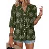 image:imageDokotoo Womens Summer Tops Boho Floral Short Sleeve Button Down V Neck Peplum Babydoll Casual Loose Blouses ShirtsArmy Green