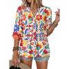 image:imageDokotoo Womens Summer Tops Boho Floral Short Sleeve Button Down V Neck Peplum Babydoll Casual Loose Blouses ShirtsRed