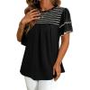 image:imageDokotoo Womens Summer Tops Crewneck Ruffle Short Sleeve Shirts Casual Pleated Blouses Flowy Boho ClothingBlack