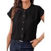 image:imageDokotoo Womens Summer Tops Ruffle Crewneck Short Sleeve Button Down Shirts Boho Chiffon BlousesBlack