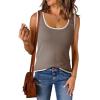 image:imageDokotoo Womens Tank Tops 2026 Summer Casual Sleeveless Scoop Neck Ribbed Knit Color Block Slim Fitted Cami Tee ShirtsGrey