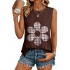 image:imageDokotoo Womens Tank Tops Casual Summer Sleeveless Vest Patchwork Lightweight Crewneck Tunic ShirtsCoffee
