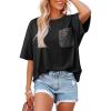 image:imageDokotoo Womens Tops Cute Lace Summer Short Sleeves Oversized Casual T Shirts Lace PocketsBlack
