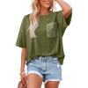 image:imageDokotoo Womens Tops Cute Lace Summer Short Sleeves Oversized Casual T Shirts Lace PocketsVineyard Green